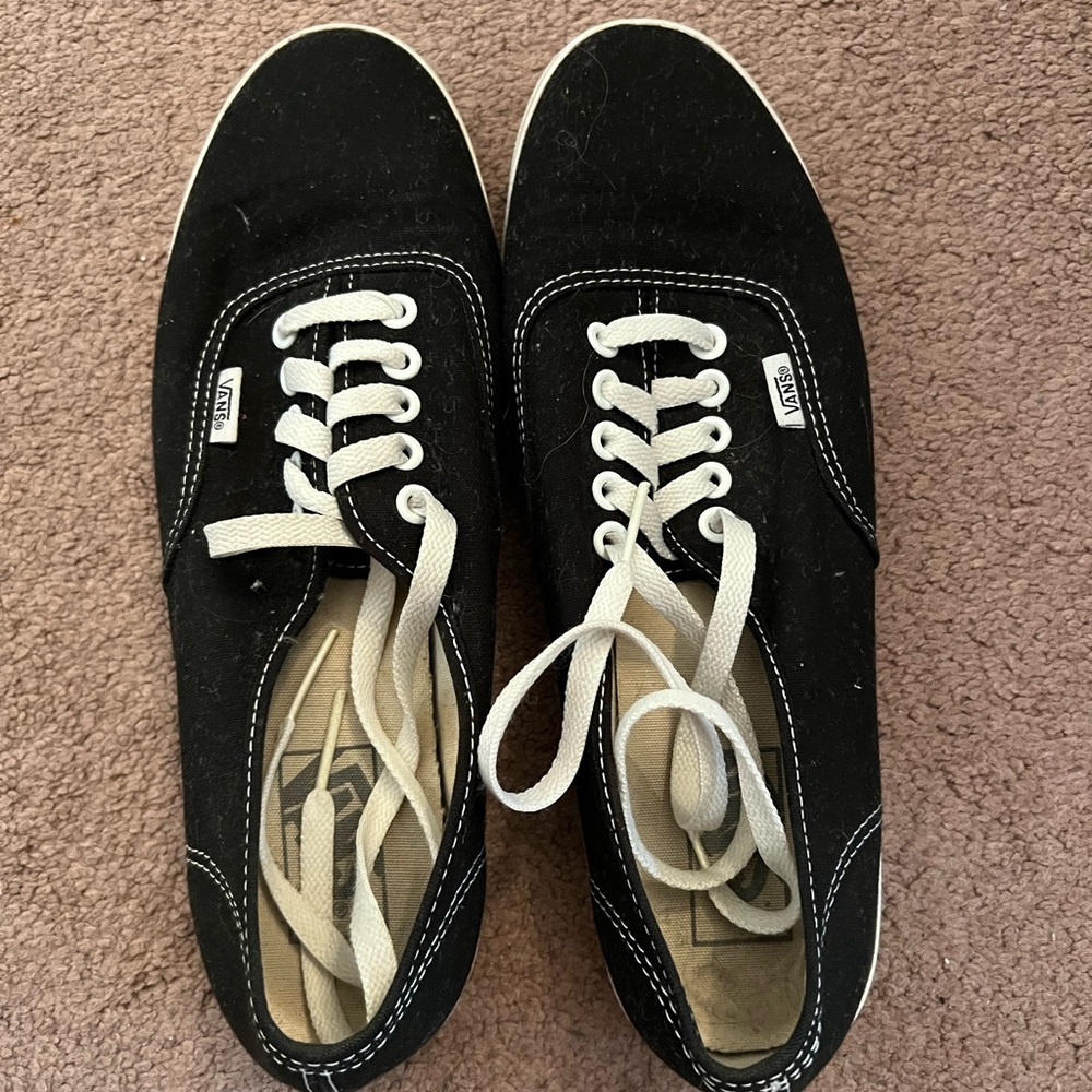 Vans Black and White Canvas Lace-Up Shoes